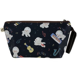 Bichon Waterproof Dumpling Cosmetic Makeup Travel Organizer Bag, Pencil Case, Treat Pouch, Cute Gift for Dog Lovers & Women
