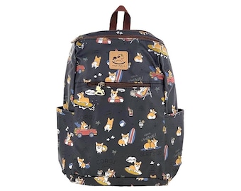 Waterproof Corgi Large Opening Backpack Amazon.com | Vdsrup Lovely Corgi Dogs Backpack for Girls  main image 2