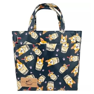 Boba Corgi Double Pocket Handbag, Handmade, Waterproof Women's, Cute Gift for Puppy & Dog Lovers