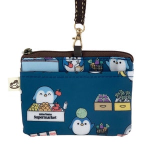 Porta-moedas e cartão à prova d'água para pinguim com cordão para pescoço, presente fofo para amantes de animais