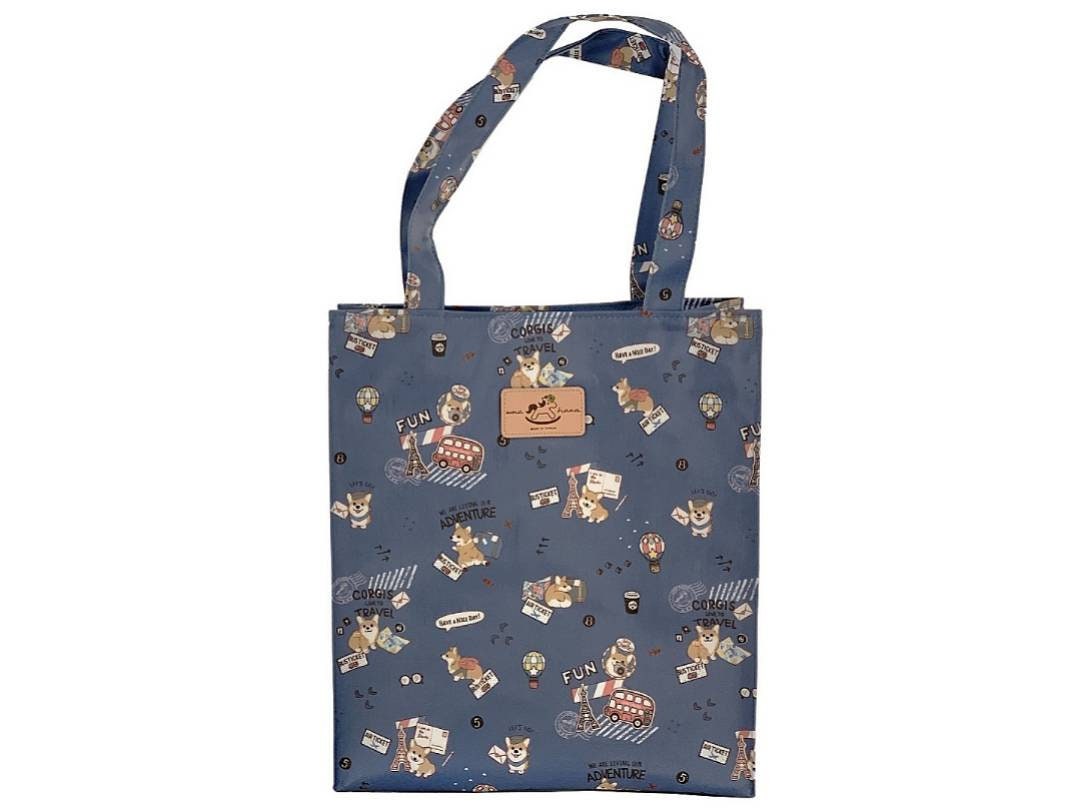 Travel Corgi Waterproof Large Shoulder Tote Bag, Cute Handmade