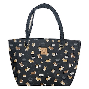 Wasserdichte Corgis gewebte Schulter Tote Handtasche, süßes Geschenk für Hundeliebhaber, große Kapazität Alltagstasche