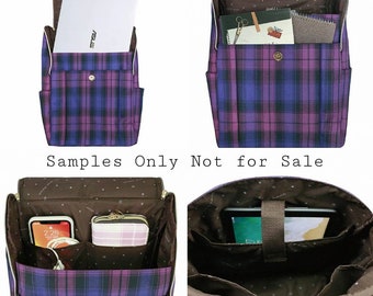 Waterproof Plaid Flip Backpack for School Work Waterproof Plaid Large Magnetic Flip Cover Backpack, Water  main image 3