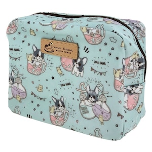 Boba French Bulldog Waterproof Cube Makeup Cosmetic Bag, Cute Gift for Dog Lovers, Toiletry Storage Organizer