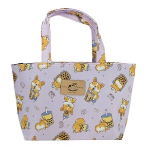 Imperméable à l’eau Boba Corgi Petit sac à main Tote Purse, Cadeau mignon pour les amoureux des chiens, Sac de tous les jours décontracté