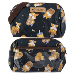 Bubble Tea Corgi impermeable teléfono crossbody bolso de hombro bolso con pantalla táctil compatible con bolsillo de cremallera de plástico, lindo regalo para los amantes de los perros