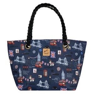 London England wasserdichte gewebte Schulter Tote Handtasche, süßes Geschenk für UK-Liebhaber, große Kapazität Alltagstasche