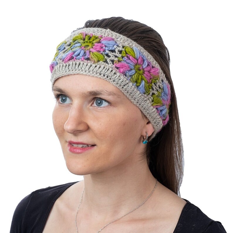 Woolen crocheted headband from Nepal with fleece Inners for Etsy