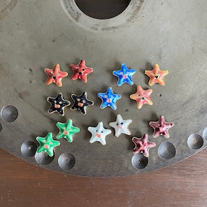 2pc. Vintage Cloisonné Smiling Starfish Beads - Ocean Themed Bead - Star Fish Spacer Bead - Beach Themed Spacer Bead - Starfish Spacer Bead