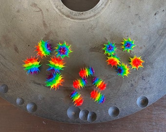 5pc.Spiky Silicone Beads, Rainbow Beads, Silicone Beads, Spiky Beads, Rubber Beads, Jewelry Making, Sensory Beads(24-RB)