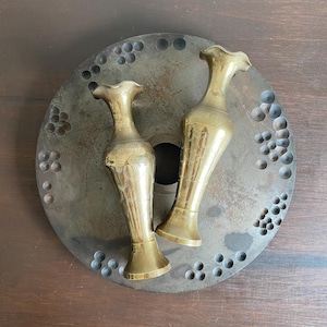 Vintage Etched Brass Vase, Brass Vase, Brass Floral Vase, Etched Flower Vase, Vase, Mini Engraved Vase, Global Decor, Brass Decor, Boho