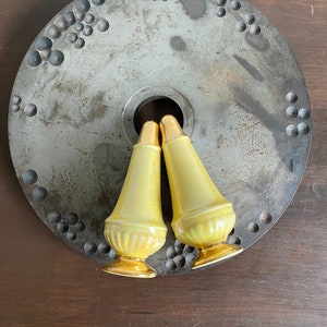 2pc-Vintage Japanese Lusterware Yellow Salt & Pepper Shaker, Lusterware, Vintage Salt and Pepper Shakers, Vintage Lusterware, Retro Decor