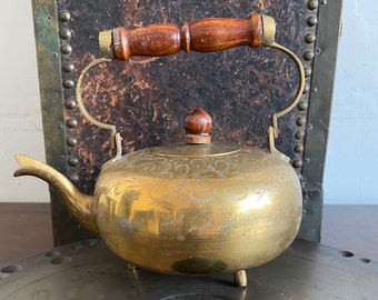Vintage Messing Teekanne, Messing Teekanne, Made in India, geätzte Messing Teekanne, Vintage Boho Dekor, Vintage Teekanne, Teekessel, Vintage Dekor,Teekanne