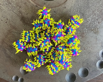 5pc-Spiky Silicone Beads, Blue/Yellow/Purple Silicone Beads, Colorful Spiky Beads, Rubber Beads, Jewelry Making, Crafting Supply (31-BPHY)