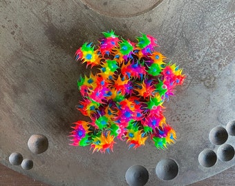 5pc-Spiky Silicone Beads, Multicolor Rainbow Beads, Y2K, 90s Nostalgia, Jewelry Making, Craft Supply, Sensory Beads(70-Multi)