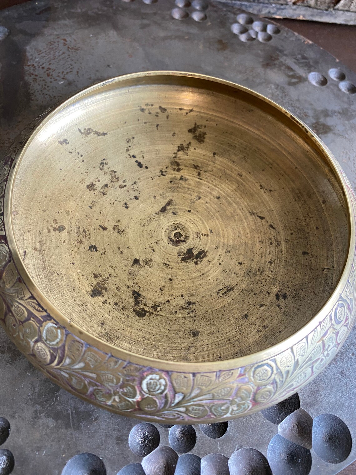 Vintage Brass Rose Bowl Made in India Pedestal Brass Rose Etsy