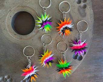 Spiky Silicone Bead Key Chain, Fun Backpack Tag, Fidget Zipper Pull, Retro Car Mirror Charm, Sensory Gift, Stocking Stuffer(Key 20-25)