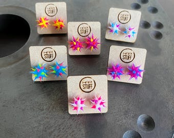 Retro Spiky Silicone Bead Earrings, 90s Fashion, Cyberpunk, Rave Jewelry, Gift For Her, Funky Girls Jewelry, Y2K Party Favors(1A-F)