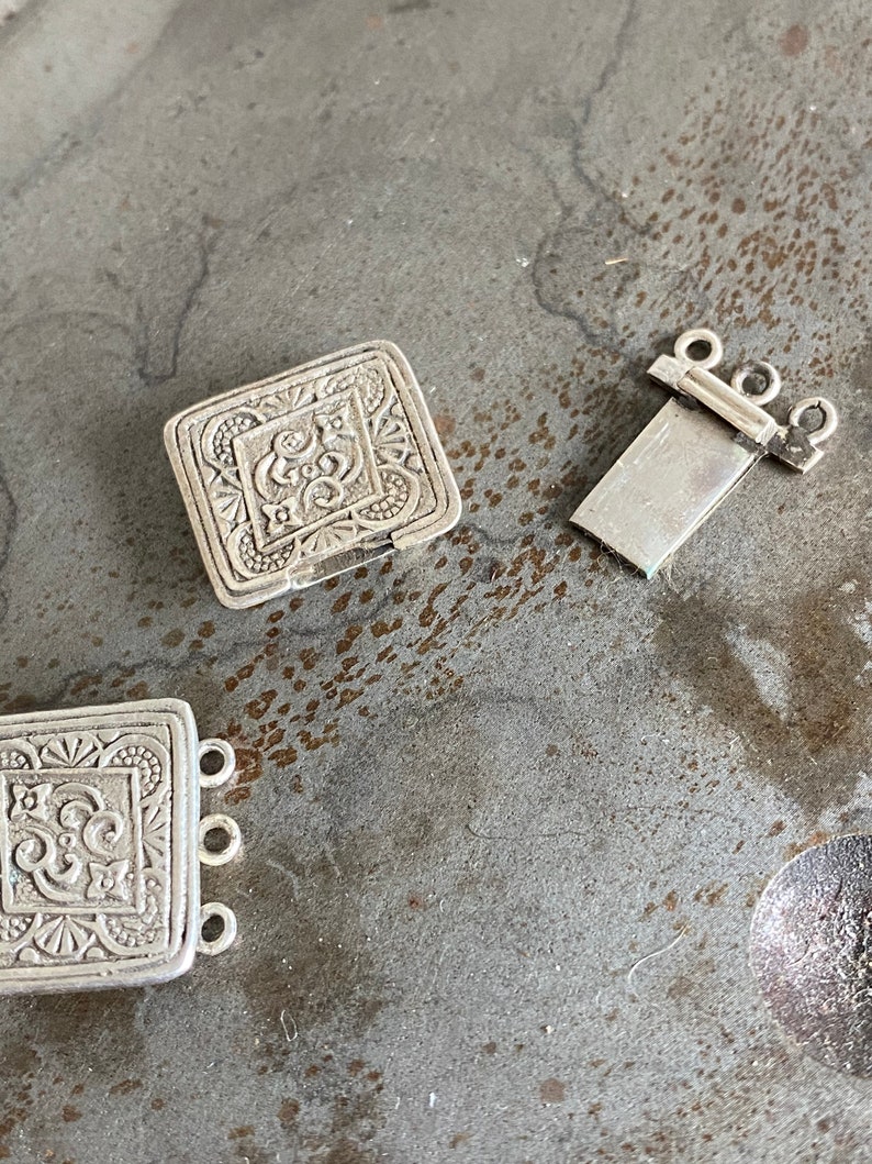 Bali Sterling Silver /& Triple Strand Box Clasp 16mm X 14mm Clasp Antiqued Silver Clasp Triple Strand Clasp .925 Clasp Silver Box Clasp
