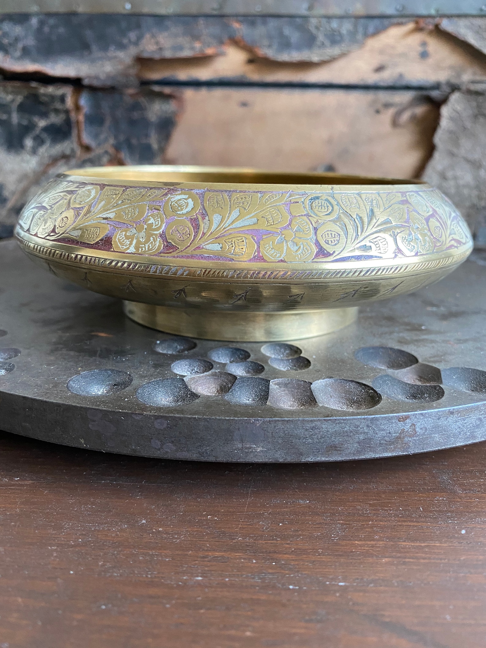 Vintage Brass Rose Bowl Made in India Pedestal Brass Rose Etsy
