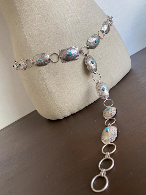 Vintage Sterling Silver & Sleeping Beauty Turquoise Concho  display picture 3