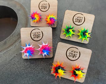 Retro Spiky Silicone Bead Earrings, 90s Fashion, Cyberpunk, Rave Jewelry, Gift For Her, Funky Girls Jewelry, Y2K Party Favors(8A-D)