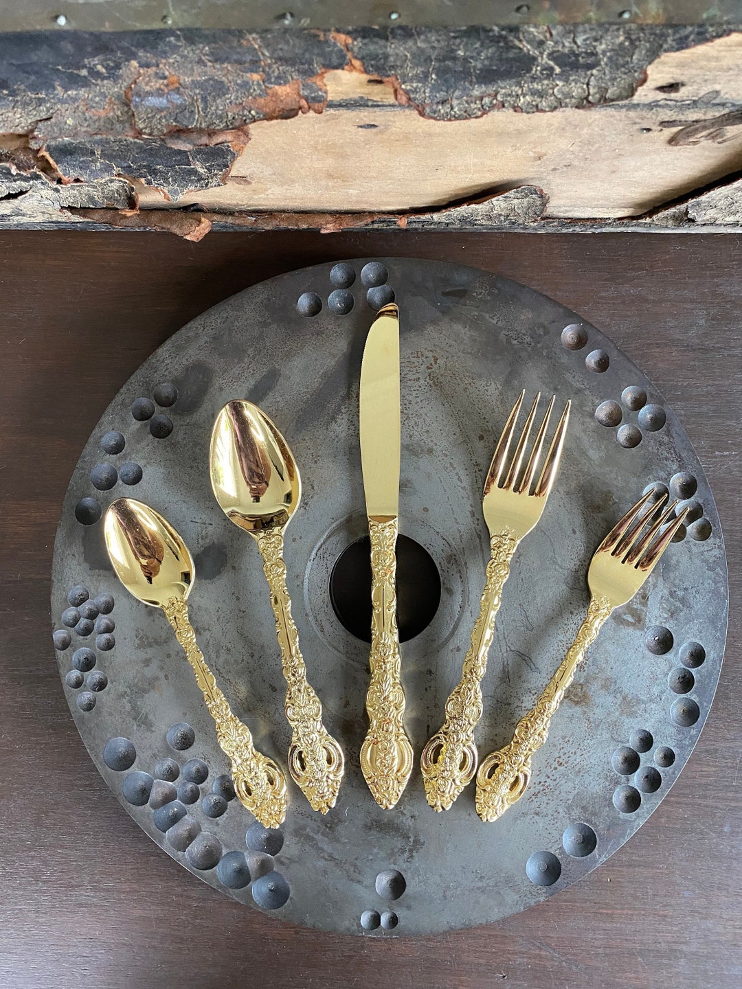 50pc. Vintage Gold Flatware Set by Golden Lifetime Cutlery, Gold