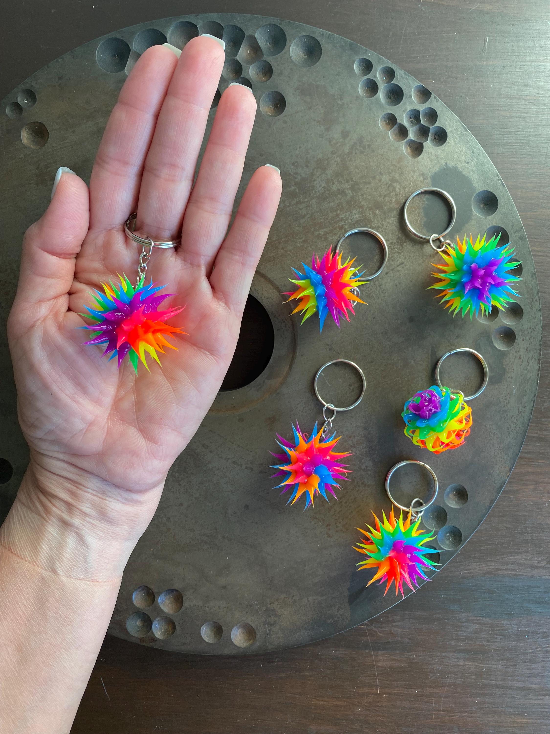 Spiky Silicone Bead Key Chain, Fun Backpack Tag, Fidget