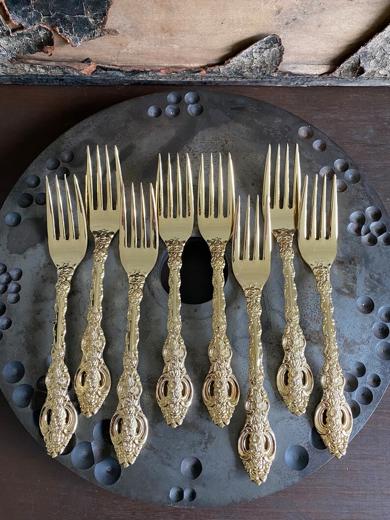 50pc. Vintage Gold Flatware Set by Golden Lifetime Cutlery Etsy