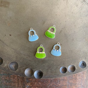 1pc - Handbag/Purse Charms, Enamel Handbag Charm, Purse Charm, Handbag Pendant, Fashion Charm, Ladies Handbag Charm, Blue Purse, Green Purse