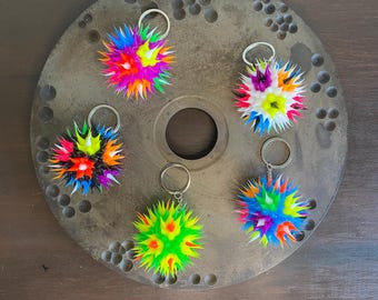 JUMBO Spiky Silicone Bead Key Chain, Fun Backpack Tag, Fidget Zipper Pull, Retro Car Mirror Charm, Sensory Gift, Stocking Stuffer(JB1-JB5)