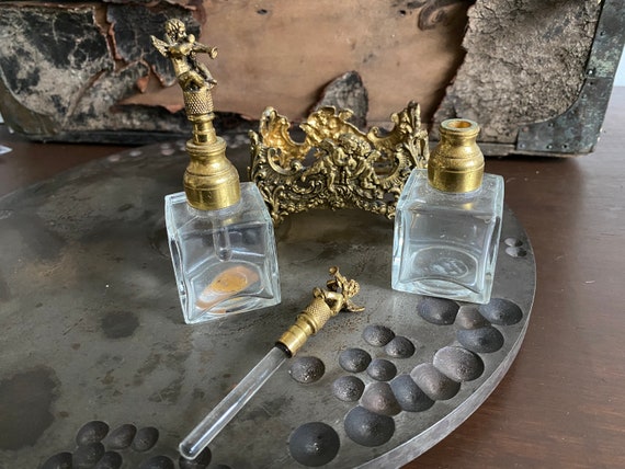 3pc-Vintage Art Nouveau Victorian Perfume Bottles… - image 7