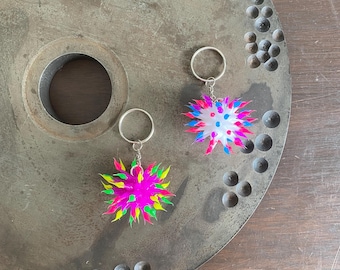 NEW! Spiky Silicone Bead Key Chain, Fun Backpack Tag, Fidget Zipper Pull, Retro Car Mirror Charm, Sensory Gift, Stocking Stuffer(Key 26-27)
