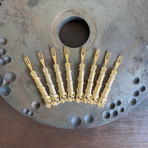 Vintage Janis Collection 24k Gold Plated Cocktail Forks, Mid-Century, Gold Flatware, Cocktail Forks Appetizer Forks, Hors d’Oeuvre Forks