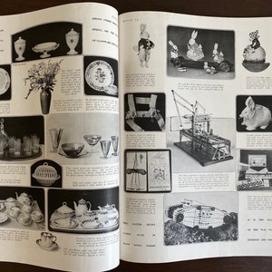 May include: A magazine page featuring a variety of products, including china teacups, glassware, toys, and a model of a tank. The page is titled "China to Compensate for War Time Deprivation" and "It is the Pleasure of the War to You" with the text "Toys that will furnish Interest and Intrigue".
