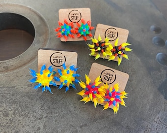 Retro Spiky Silicone Bead Earrings, 90s Fashion, Cyberpunk, Rave Jewelry, Gift For Her, Funky Girls Jewelry, Y2K Party Favors(6A-D)
