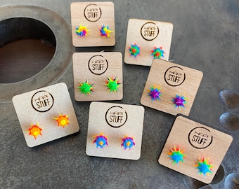 Retro Spiky Silicone Bead Earrings, 90s Fashion, Cyberpunk, Rave Jewelry, Gift For Her, Funky Girls Jewelry, Y2K Party Favors(4A-G)