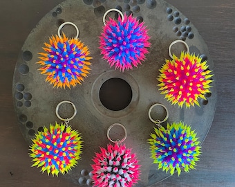 JUMBO Spiky Silicone Bead Key Chain, Retro Backpack Tag, Fidget Zipper Pull, BTS, Car Mirror Charm,Sensory Gift, Stocking Stuffer(JB16-JB21)