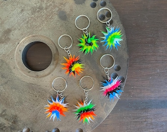 Spiky Silicone Bead Key Chain, Fun Backpack Tag, Fidget Zipper Pull, Retro Car Mirror Charm, Sensory Gift, Stocking Stuffer(Key 13-19)