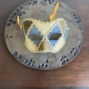 Vintage-Style Venetian Half Mask, Crackled Masquerade Mask, Theatrical Wear, Carnival Fashion, Mardi Gras, Vintage Decor, Signed Piece