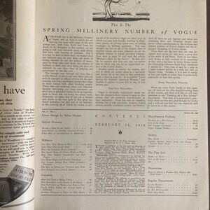 Revista Vogue original del 15 de febrero de 1918, número especial de primavera sobre sombrerería, portada con Helen Dryden, edición completa de Vogue antigua, revista de moda de la Primera Guerra Mundial. imagen 7