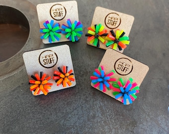 Retro Spiky Silicone Bead Earrings, 90s Fashion, Cyberpunk, Rave Jewelry, Gift For Her, Funky Girls Jewelry, Y2K Party Favors(5A-D)