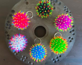 JUMBO Spiky Silicone Bead Key Chain, Retro Backpack Tag, Fidget Zipper Pull, Car Mirror Charm, Sensory Gift, Stocking Stuffer(JB22-JB27)