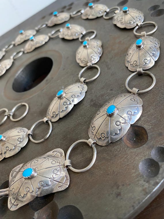 Vintage Sterling Silver & Sleeping Beauty Turquoise Concho  display picture 1