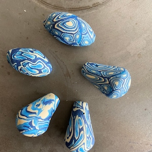 5pc Handmade Polymer Beads, Handmade Beads, Boho Beads, Artisan Beads, Polymer Beads, Clay Beads, Rustic Bead, Jewelry Supply, Art Bead