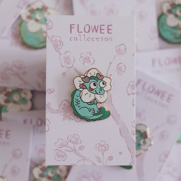 Flower dragon hard enamel pin dragon pin cherry pin cute enamel pin gold pin