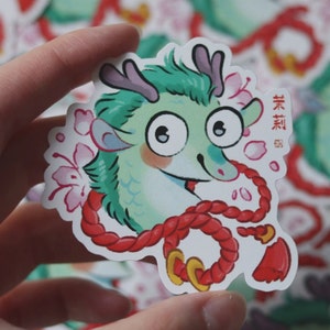 chinese dragon sticker green dragon lucky sticker chinese calligraphy kawaii acrylic sticker