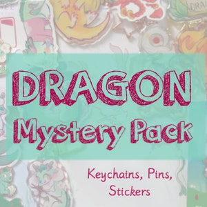 Dragon mystère pack boîte mystère dragon porte-clés autocollants épingle en émail