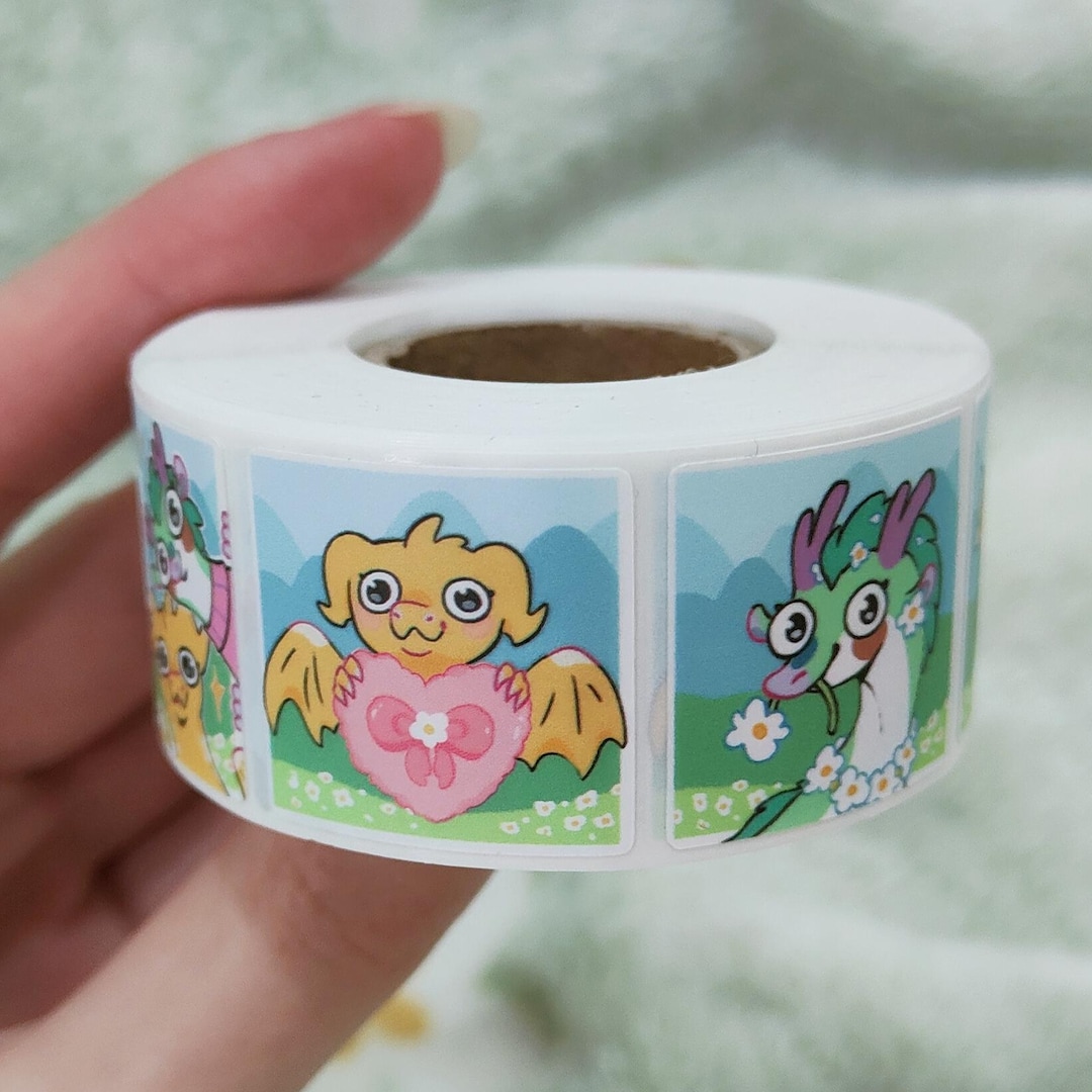 Dragon Sticker Roll Sticker Roll Dragon Stickers Cute Little Stickers Square Sticker Sheet ...
