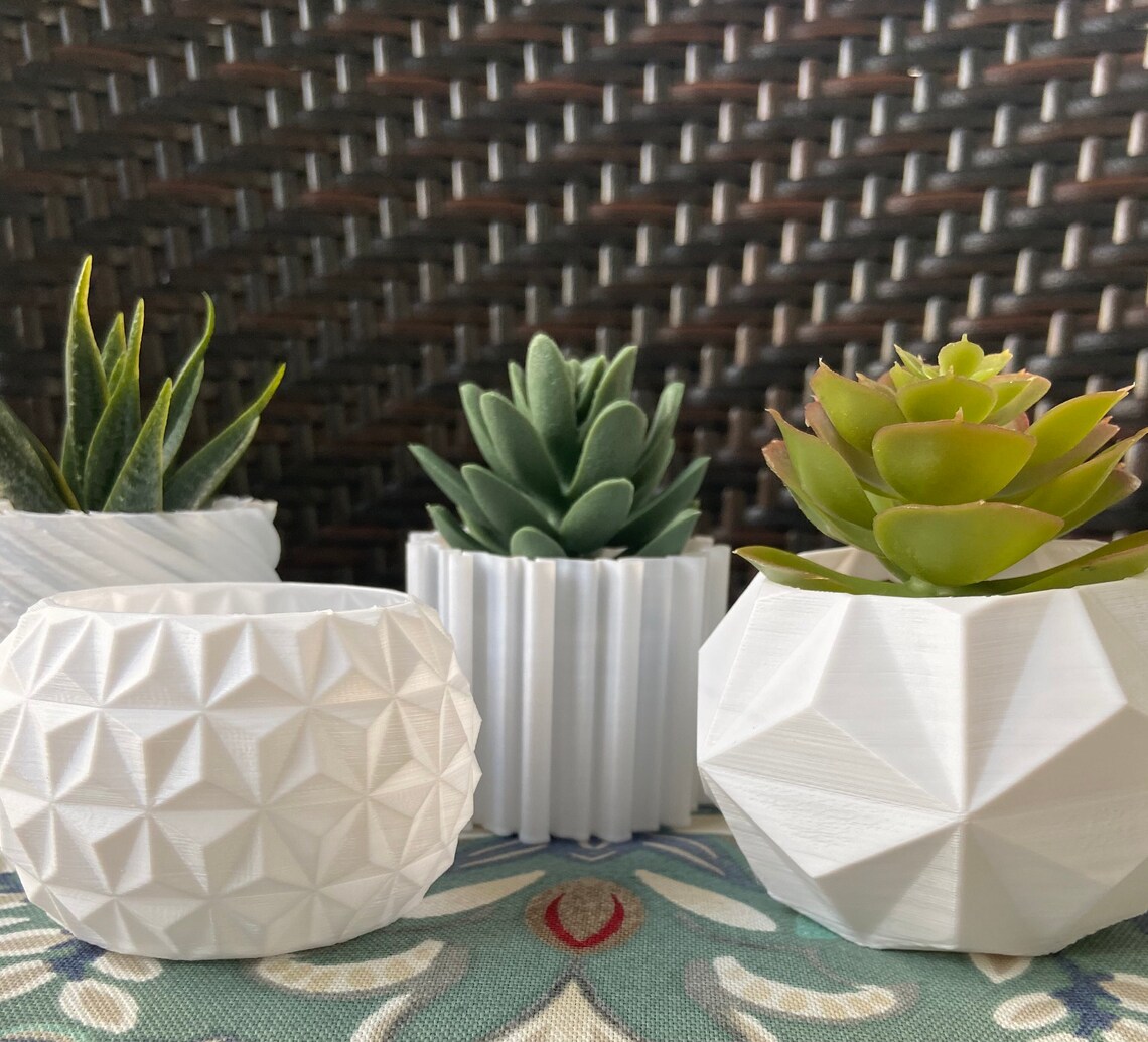 White Planter Modern Pot Set Succulent Planters Indoor Garden Etsy